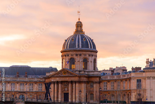 Exterior view of the French Academy of Sciences or the French Institute in Paris, France