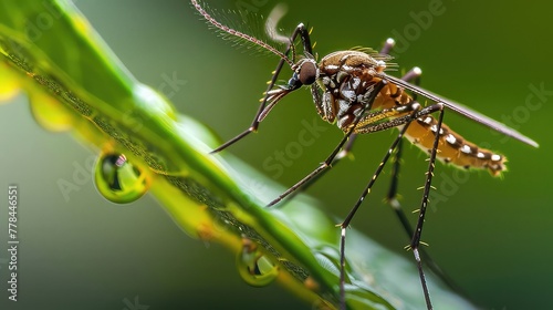 Aedes aegypti mosquito sucks human blood. dangerous mosquito virus in human skin, Maedes hemorrhagic fever virus.