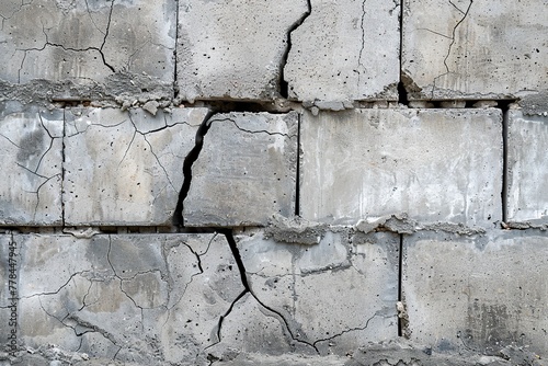 Background of old and cracked cinder block building