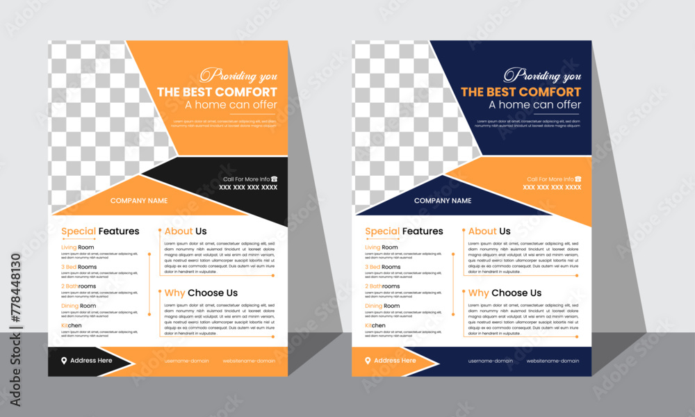 Modern leaflet design template for real estate company . Modern leaflet design template for real estate company .