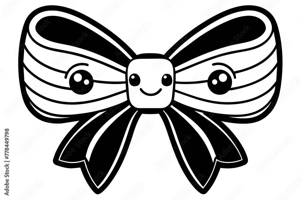 Fototapeta premium sweet-smiling-bow--style--3d-render---kawaii vector illustration 