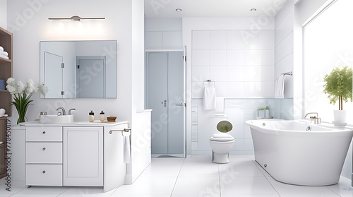 Bathroom interior design on White background 3D Animation