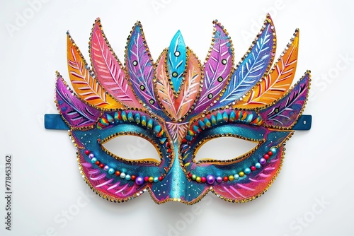 Colorful eye mask on white background. Carnival mask