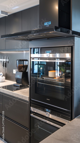 A smart kitchen with AI-controlled appliances, where the oven preheats itself and the coffee maker brews your favorite blend as soon as you wake up.