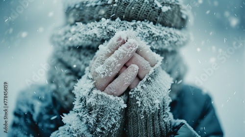Clasped Hands in Extreme Cold photo