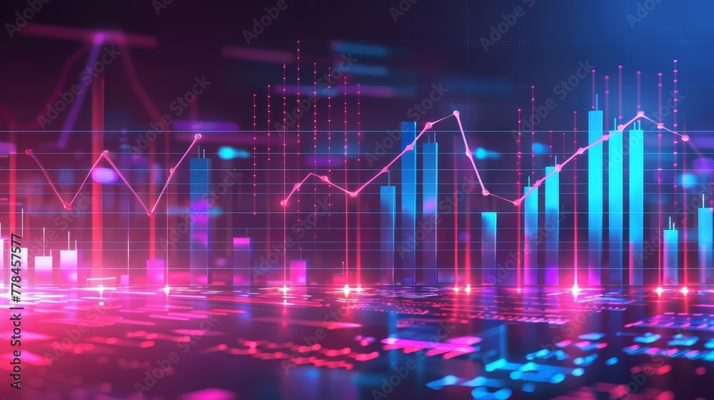 Financial charts symbolizing market trends, economic surges, and data analytics