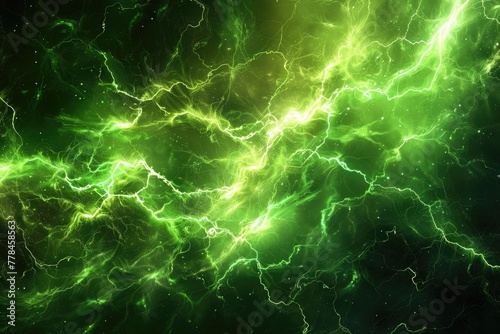 Green Lightning - Abstract Plasma Background with Powerful Energy and Storm Elements. Featuring Electricity, Science Fiction and a touch of Alien Green © Web