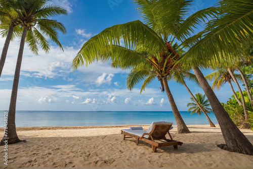 beach with palm trees  summer vacation  relaxing