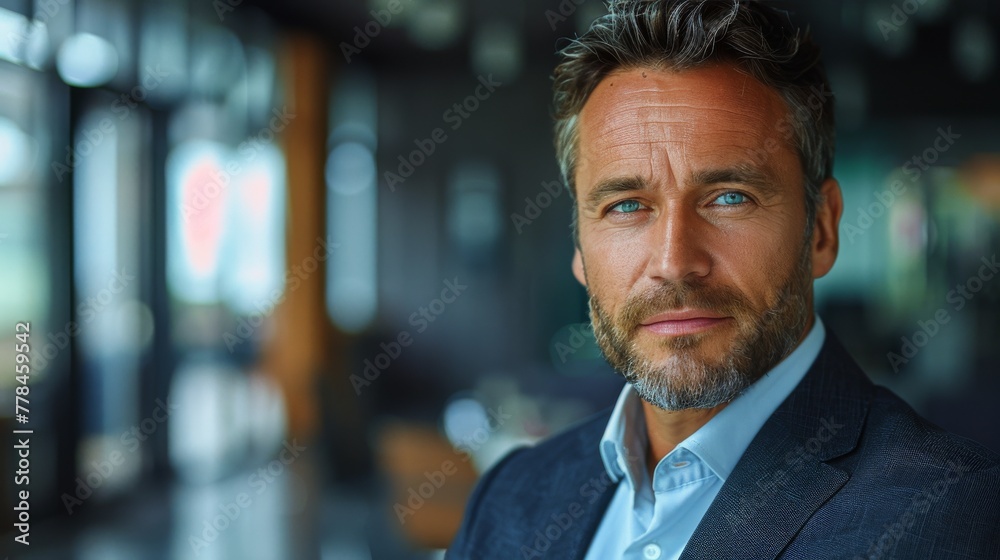 Fototapeta premium Businessman in Suit and Tie Standing at Window