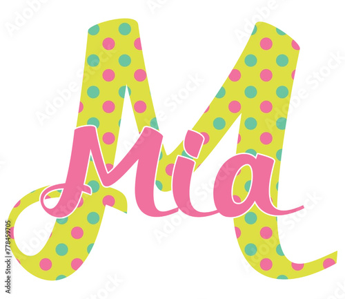 Mia - pink color - name written -word ideal for websites, baby shower, presentations, greetings, banners, cards, prints, cricut,quinceañera, silhouette, sublimation
