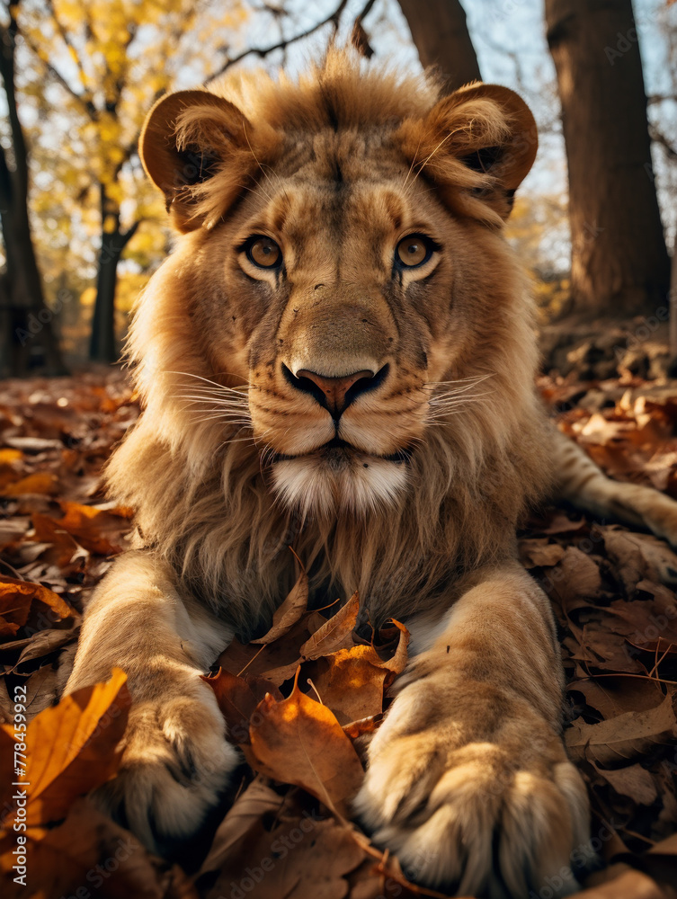 Fototapeta premium portrait of a lion face