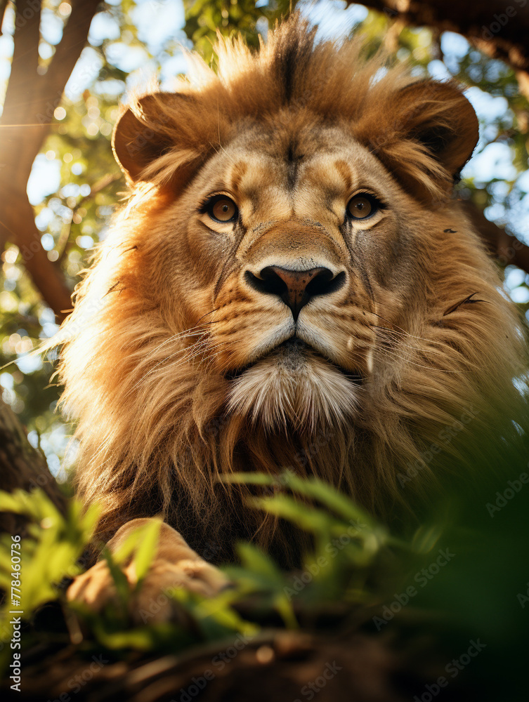 Naklejka premium Lion face