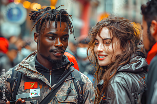 Document Olympic athletes mingling with fans on the streets of Paris, signing autographs and taking selfies. 