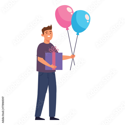 gender reveal man with present