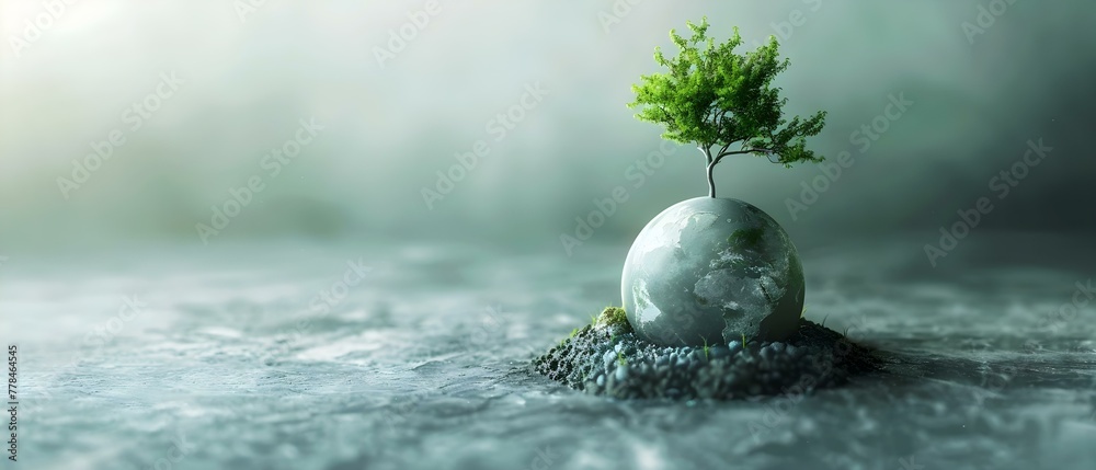 Sustainable Future: Corporate Growth Nurturing the Planet. Concept Environmental Impact, Business Growth, Sustainability Practices, Corporate Responsibility, Future Development - obrazy, fototapety, plakaty 