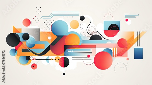 abstract arrangement of geometric shapes, each carefully crafted and interconnected, forming a visually engaging and harmonious design, Illustration vector art