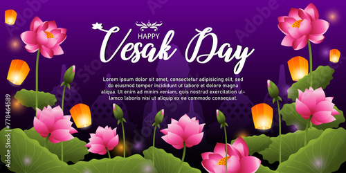 happy vesak day horizontal background