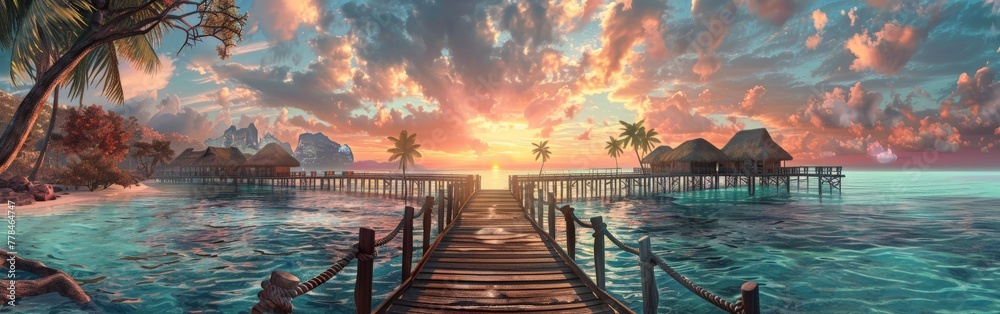 Fototapeta premium Pier Leading to Tropical Island