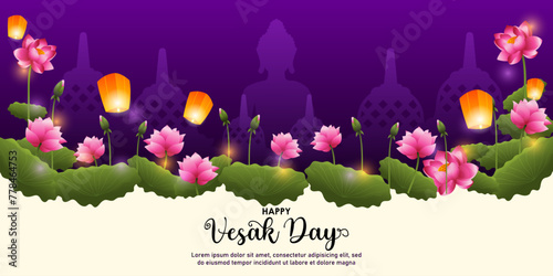 happy vesak day horizontal background photo