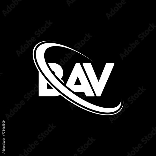 BAV logo. BAV letter. BAV letter logo design. Initials BAV logo linked with circle and uppercase monogram logo. BAV typography for technology, business and real estate brand. photo