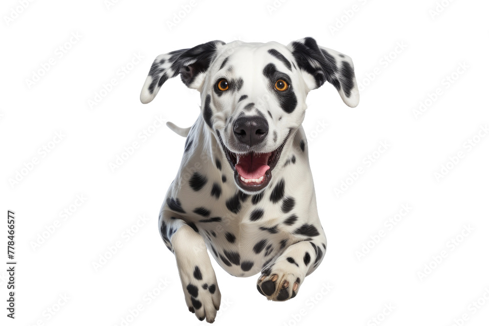 Serene Dalmatian: Laid-back, Smiling Canine Companion. White or PNG Transparent Background.