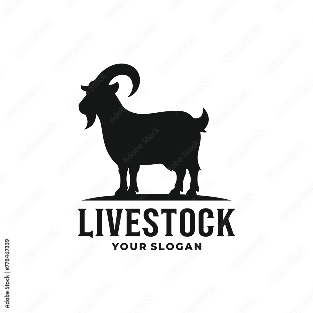 Goat farm livestock logo vector