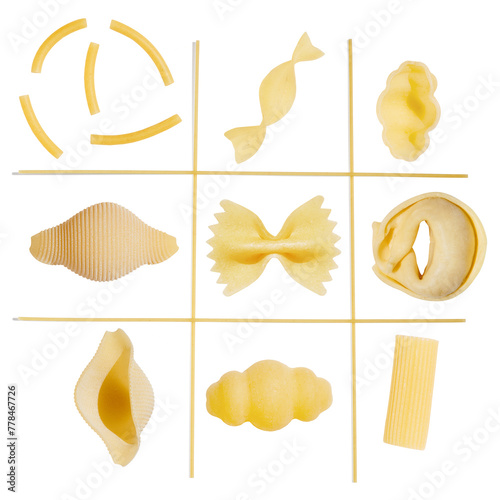 Italian pasta collection isolated on white