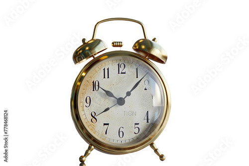 Times Melody: Vintage Alarm Clock With a Bell. On Transparent Background.