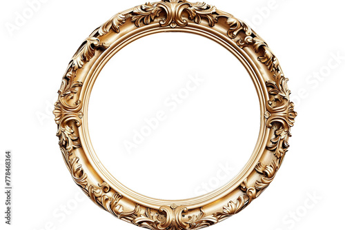 Gleaming Gold Elegance: Ornate Frame on White. On Transparent Background.