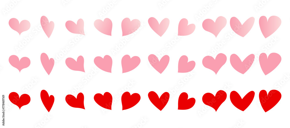 Hearts set gradient flat icon in different shapes. Vector Hearts set gradient flat icon in different shapes. Vector