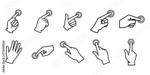 hand icon pointer, finger points, hands gestures. vector