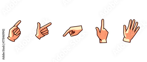 hand icon pointer, finger points, hands gestures. vector