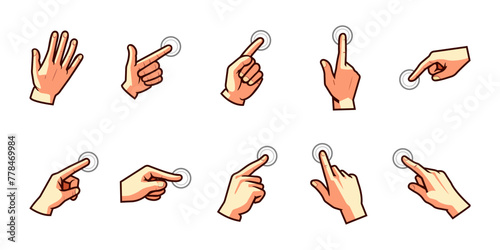 hand icon pointer, finger points, hands gestures. vector