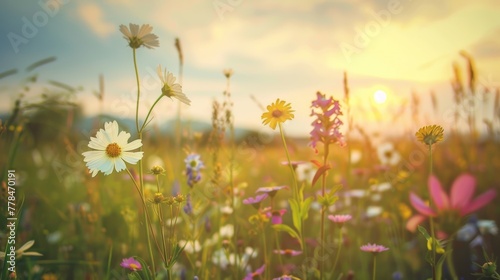 beautiful wildflower landscape, countryside, vintage,  © Nica