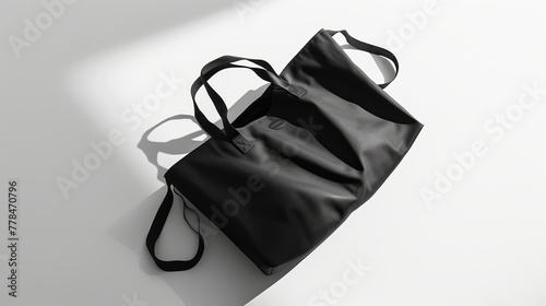 Stylish Black Tote Bag on White Surface