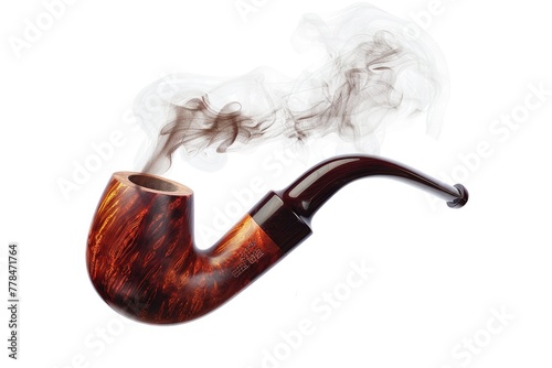 Dancing Wisps: A Pipe Exhales Serene Smoke. White or PNG Transparent Background..