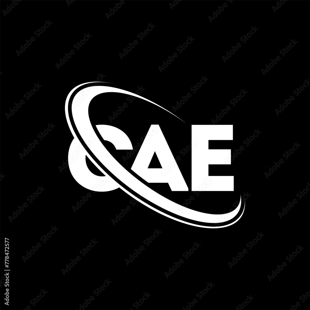 CAE logo. CAE letter. CAE letter logo design. Initials CAE logo linked with circle and uppercase monogram logo. CAE typography for technology, business and real estate brand.
