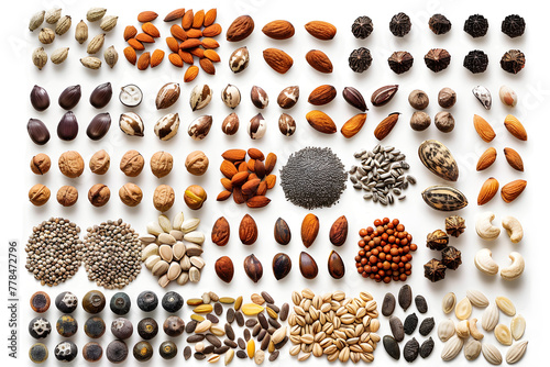 Collection of Various Seeds in a Delicate Flat Lay Composition