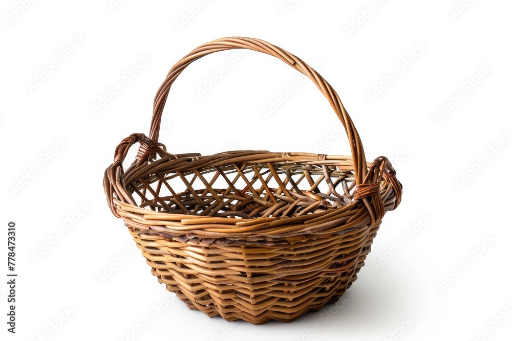 Delicate Dreams: A Wicker Basket Weaving Tales of Simplicity. White or PNG Transparent Background..