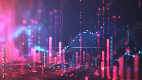 Digital stock market data with graphs and lights for a financial or economic concept © Dmitry
