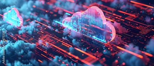 Futuristic Cloud Computing Network Visualization. Concept Technology Trends, Data Visualization, Cloud Computing, Network Security, Futuristic Innovation