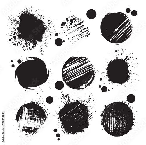 Texture Set: Collection of Black Ink Splatters