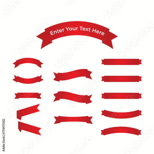 Collection Of Vector Ribons in Red gradient color