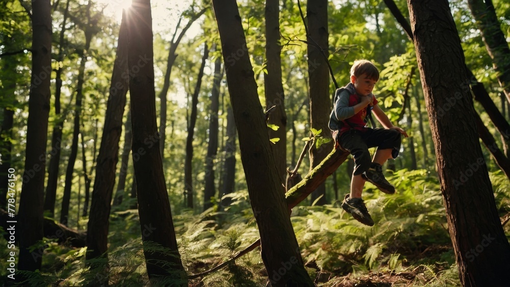 Obraz premium Kids playing in the woods