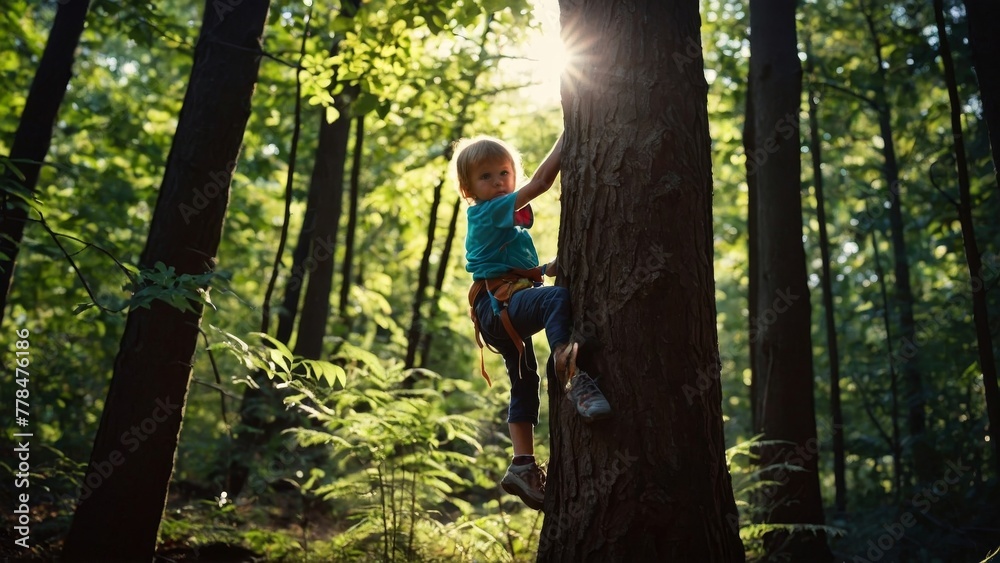 Kids playing in the woods Kids playing in the woods
