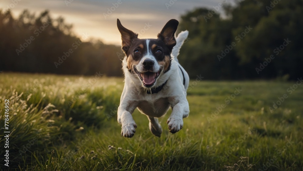 Happy dog jumping