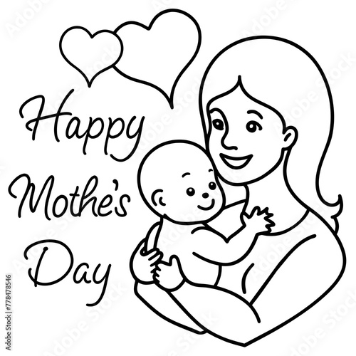 Vector of a mother and baby and the text 