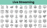 Set of live streaming icons. Linear style icon bundle. Vector Illustration