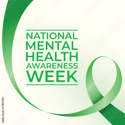 national mental health awareness week design template good for celebration. flat ribbon design. green ribbon design. banner template. eps 10.