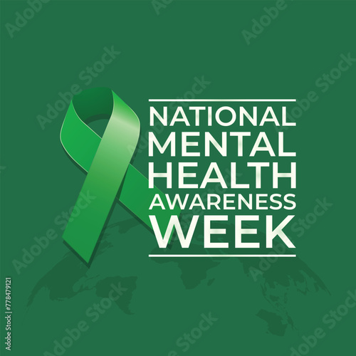 national mental health awareness week design template good for celebration. flat ribbon design. green ribbon design. banner template. eps 10.